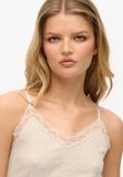 Superdry Camitop met Kanten Boord Dames Oat Cream Marl UK16-EU44