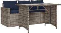 vidaXL 2-delige Tuinset met kussens, poly rattan, grijs