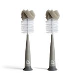 Munchkin Moderne spons- en babyflessenborstels, fles- en drinkflessenborstelset, pasgeborenenbenodigdheden, vaatwasmachinebestendig, verpakking van 2 stuks, grijs
