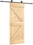 vidaXL Schuifdeur 85 x 210 cm Massief Pine Hout Onbehandeld