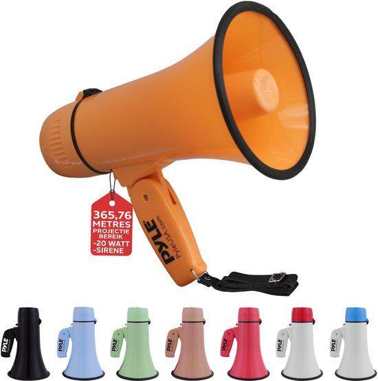 Pyle Megafoon Luidspreker - 20Watt PA Bullhorn- Draagbare Luidspreker met Sirene en Verstelbaar Volume