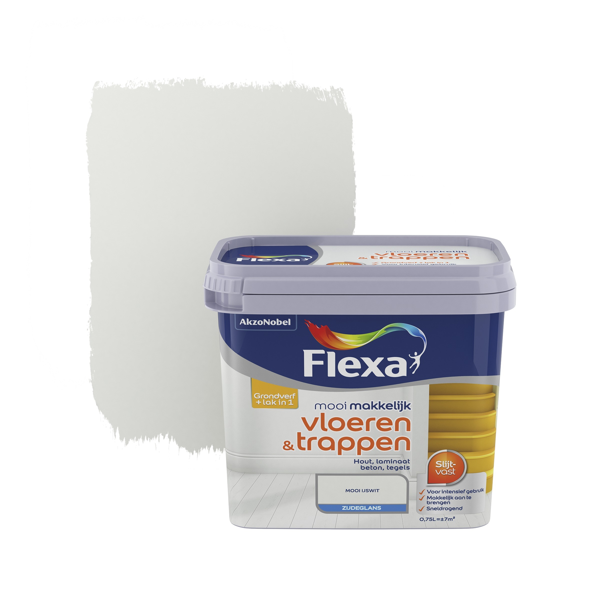 FLEXA Mooi Makkelijk vloeren&trappen ijswit zijdeglans 750 ml