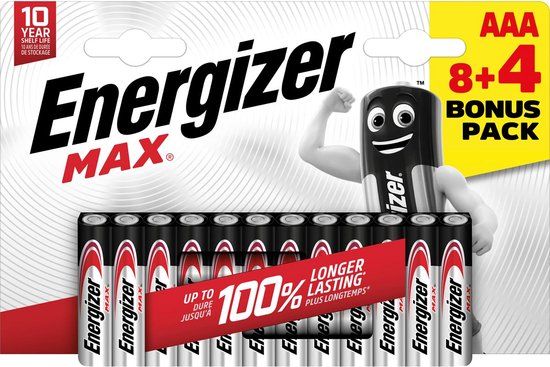 Energizer Alkaline AAA Batterijen - 1.5V - 12 stuks