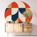 Autocollant Mural Rond / Cercle - Motif Géométrique - Diamètre 90 cm - Adhésif + Protection Brillante