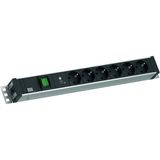 Bachmann 19" 1,5HE 6xCEE7/3 1xschakelaar 1xSPD-Plus 2,0m CEE7/7