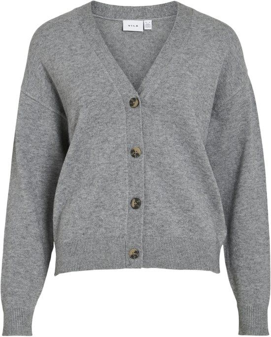Vila Viril V-neck Knit Cardigan - Noos 14107411 Medium Gray Melange - S