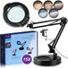 Loupe avec éclairage - Modèle de table - grossissement 15x - 84 LED - 5 niveaux, gradation continue - Pied et pince ronds en métal - Noir