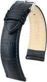 HIRSCH DUKE XL Zwarte Kalfsleren Horlogeband 24/22mm
