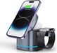 WiWU - Chargeur sans fil pliable 3-en-1, 15W - Wi-W024 - Station de recharge, noir, connexion Type-C