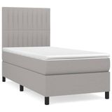 vidaXL Boxspringbed met Matras Stof Lichtgrijs 140x190 cm