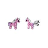 Lucardi Kinder Zilveren kinderoorknoppen pony