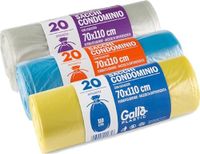 Gallo 60 afzonderlijke opvangzakken, hoge sterkte, 70x110cm, 110 liter, blauw, transparant, geel