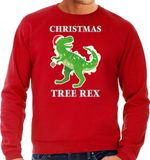 Bellatio Decorations Shoppartners Bv Kersttrui sweater Christmas tree rex - rood - voor heren - Kerstkleding - Dinosaurus L