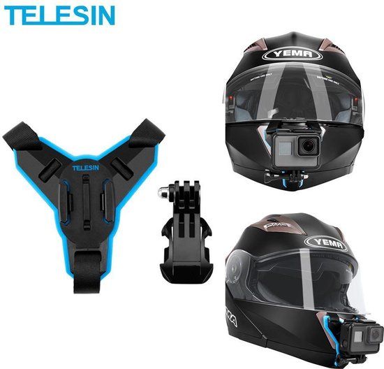 Telesin Motor Helm Mount voor GoPro / DJI OSMO / INSTA360 - Zwart