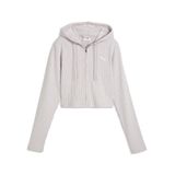 PUMA Essentials Ribbed Slim hoodie met volledige rits voor dames XL, Misty Pink Heather
