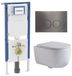Geberit QeramiQ Dely Swirl Toiletset - 36.3x51.7cm - Geberit UP720 Duofix Sigma inbouwreservoir - rimless - diepspoel - slim zitting - bedieningsplaat gunmetal - ronde knoppen - mat wit