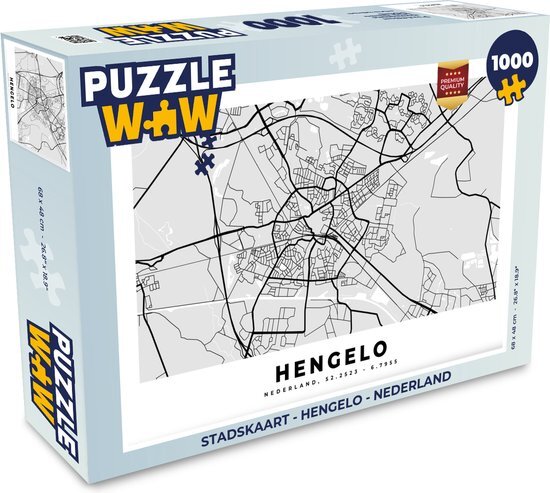 MuchoWow Puzzel Stadskaart - Hengelo - Nederland - Legpuzzel - Puzzel 1000 stukjes volwassenen - Plattegrond