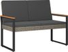 vidaXL Tuinbank 2-Seater 107 x 61 x 80 cm Polyrattan Grijs en Donkergrijs