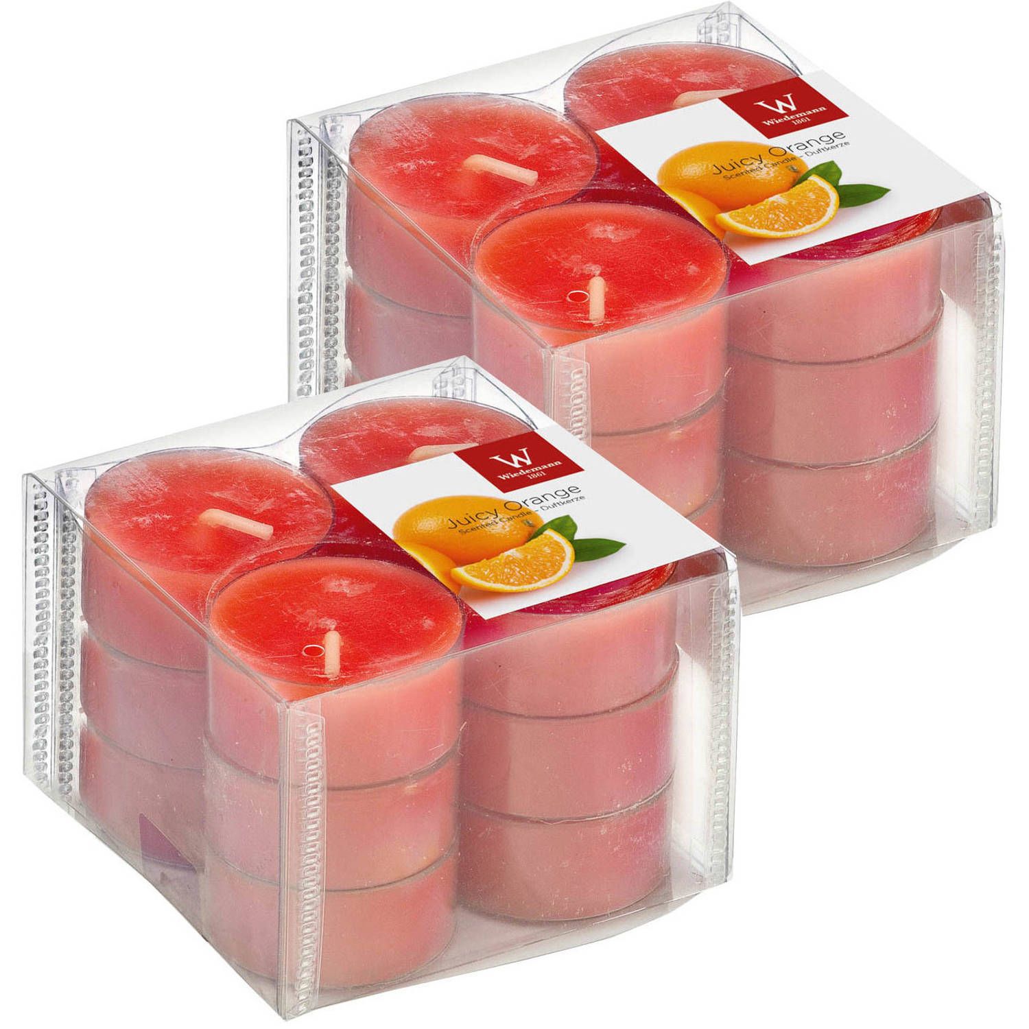 Trend Candles Geurtheelichtjes Sinaasappel/Oranje - 24 stuks - 4 branduren - Geurkaarsen