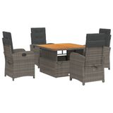 vidaXL 5-delige Tuinset met Kussens, Poly Rattan, Grijs