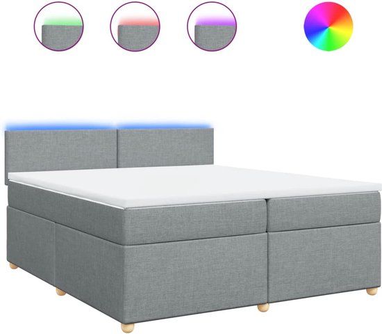 vidaXL Boxspring met matras stof lichtgrijs 200x200 cm