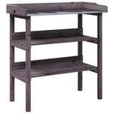 VidaXL Plantentafel met schappen 78x38x82,5 cm vurenhout grijs