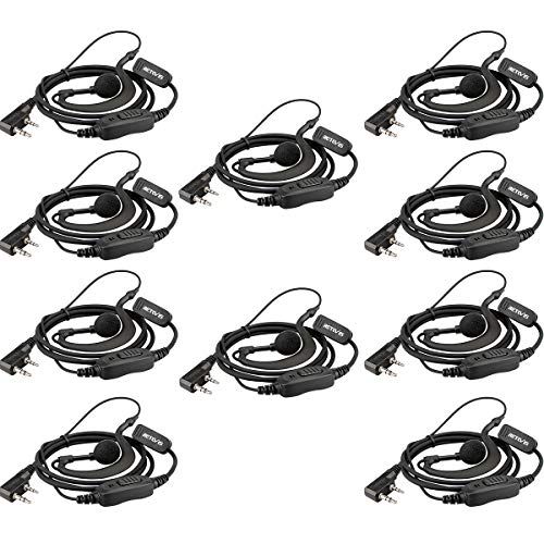 Retevis RE3120 Walkie Talkie Oortje 2-pins C-type headsethoofdtelefoon compatibel met eSynic Baofeng UV-5R Walkie Talkie RT24 RT22 BaoFeng BF-888S BF-88E Kenwood (10 stuks)