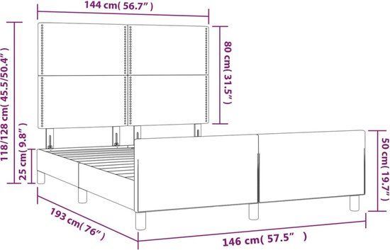 vidaXL Bedframe fluweel zwart 140x190 cm
