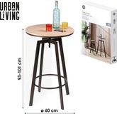 Urban Living Bartafel Diam 60cm Hoogte Verstelbaar Zwart/Bruin