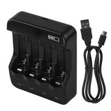 EMOS Acculader voor 4 cellen, 300 mA, universele NiMH, NiCd batterijlader voor 1-4x AAA, AA, USB/micro-USB-kabel 60 cm, LED-display, accubescherming, veiligheidsfuncties, zwart, N9321
