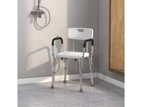 HOMCOM tabouret de douche - Aluminium - 51,5 x 51,5 x 84 cm - Blanc