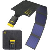 Aqiila Opvouwbaar zonnepaneel oplader, 21W, Monokristallijn, Zonne oplader PD 3.0, IP67 Water en Stofdicht, USB-C out, USB-C naar USB-A adapter, 2 karabijnhaken, Solar charger Sunbird P21