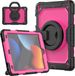 Merkloos HUEZOE Beschermhoes voor Apple iPad 10,2 inch (2019/2020/2021) - Schokbestendig, 360° Draaibare Houder, Schouderriem, Roze/Zwart