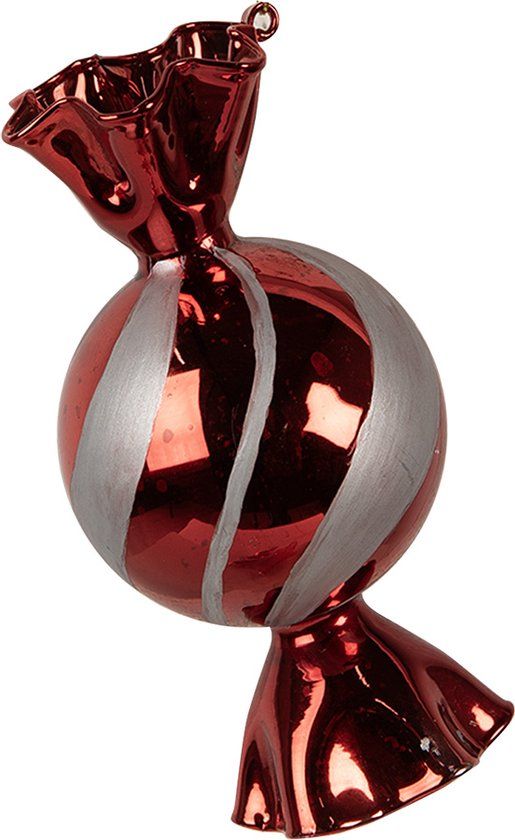 Clayre & Eef Kersthanger Ø 7x13 cm Rood Glas Kerstboomversiering
