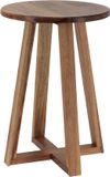 Tendance Bijzet krukje model Oslo - donkerbruin - acacia hout - D30 x H43 cm - bijzettafeltje