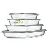 NutriChef Set van 8 Glazen Bakken – 4 Opbergpotten van Glas met Deksel & 4 Deksels zonder BPA – Stapelbaar, Geschikt voor Vaatwasser, Ideaal voor Meal Prep & Opslag