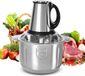 Machine à viande électrique - Robot de cuisine 5 litres - 3 vitesses - Moteur 180W - Bol en Inox - Coupe-légumes et hachoir