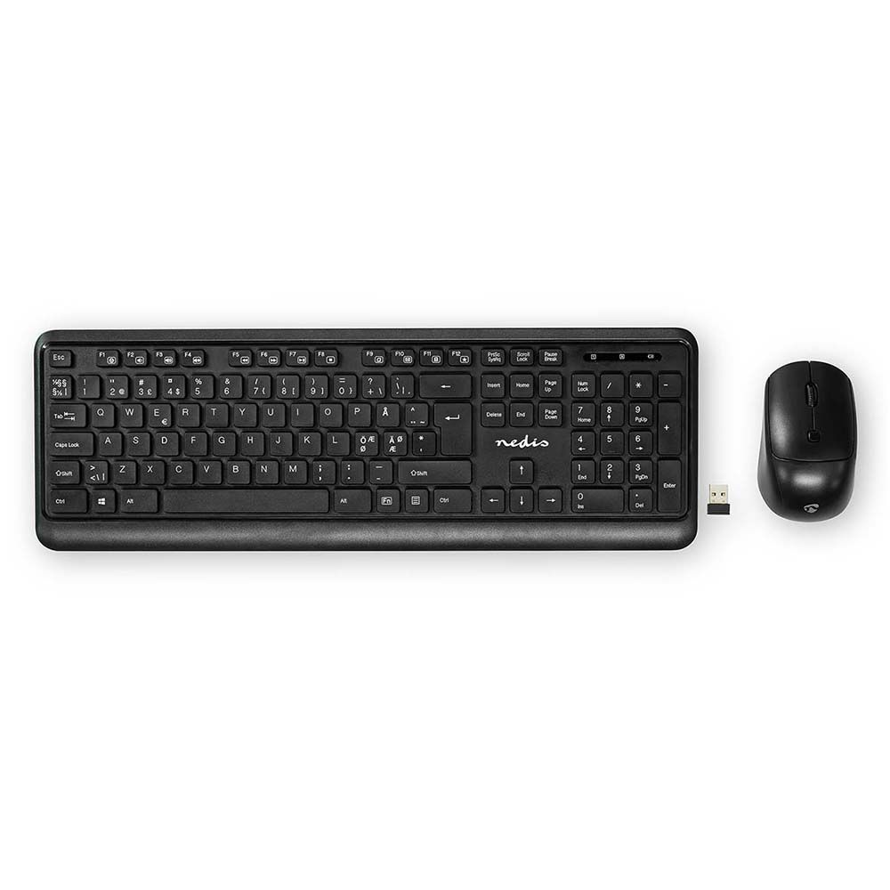 Nedis KBMCW100BKND - Toetsenbord - Zwart - QWERTY - Inclusief Muis
