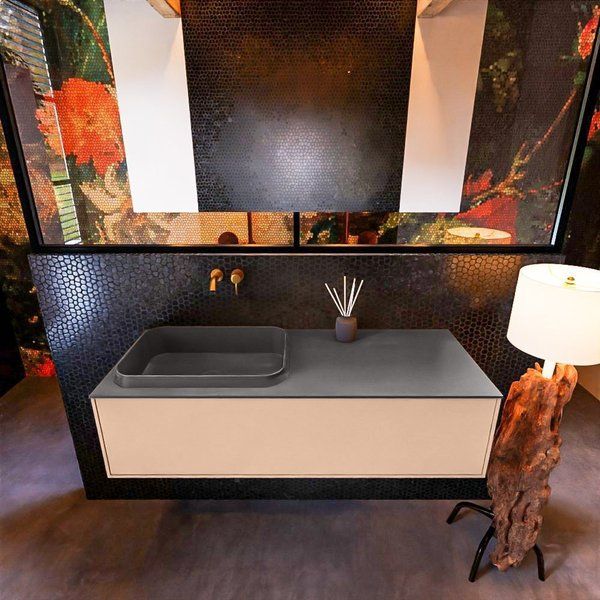 Mondiaz ERIN 120cm badmeubelset Rosee met 1 lade - Dark grey - links