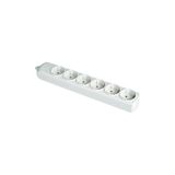 Stekkerdoos, wit, 6 stopcontacten, zonder kabel, 3680 W, 250 V, 16 A, met zijdelingse aarde, kinderbeveiliging, wandmontage