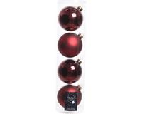 Decoris kerstballen - 4x st - donkerrood - D10 cm - glas
