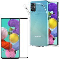Phonillico® Hoesje voor Samsung Galaxy A51 + gehard glas zwarte rand