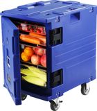 VEVOR Geïsoleerde Voedselcontainerdrager Voorlader Cateringbox met Wielen 82Qt Blauw
