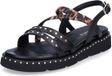 Tamaris Plateau Sandalen Dames Zwart Leer Dierenprint Gesp 40