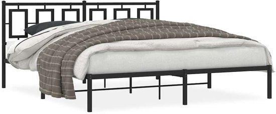 vidaXL Bedframe met hoofdbord Metaal Zwart 183x213 cm
