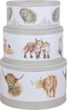 Wrendale Cake Tin Set - Cow, Fox, Hedgehog