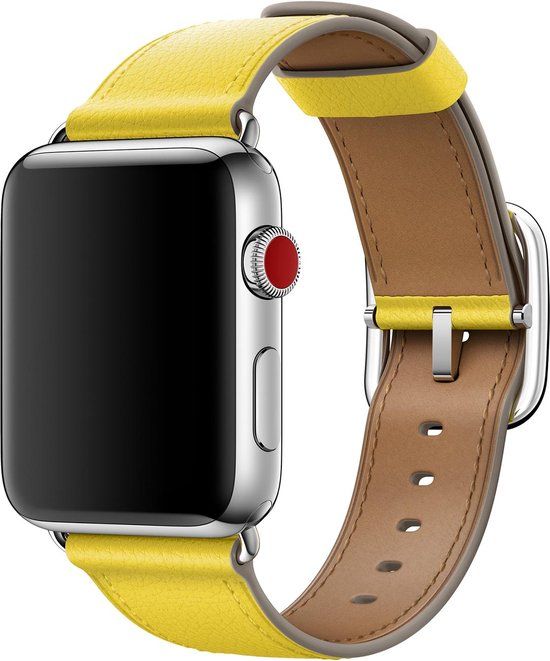 Apple Leather Band Classic Buckle voor de Apple Watch | 38/40/41/42 mm - Spring Yellow