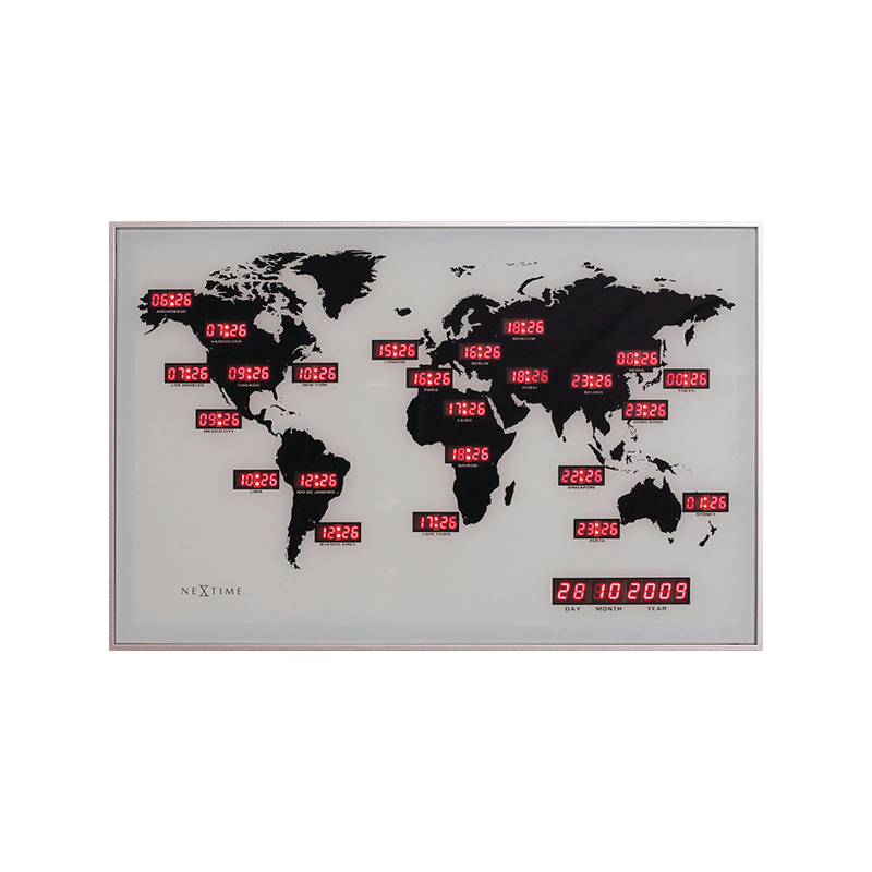 NeXtime 2897 Wandklok - Zwart - Aluminium - Rechthoekig