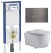 Geberit QeramiQ Dely Swirl Toiletset - 36.3x51.7cm - Geberit UP720 Duofix Sigma inbouwreservoir - slim zitting - gunmetal bedieningsplaat - rechthoekige knoppen - glans wit