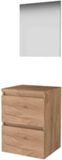 Basic Line Basic 46 Badkamermeubelset - 50 x 46 cm - Greeploos - 2 Lades - Wastafelblad - Spiegel - Whisky Oak